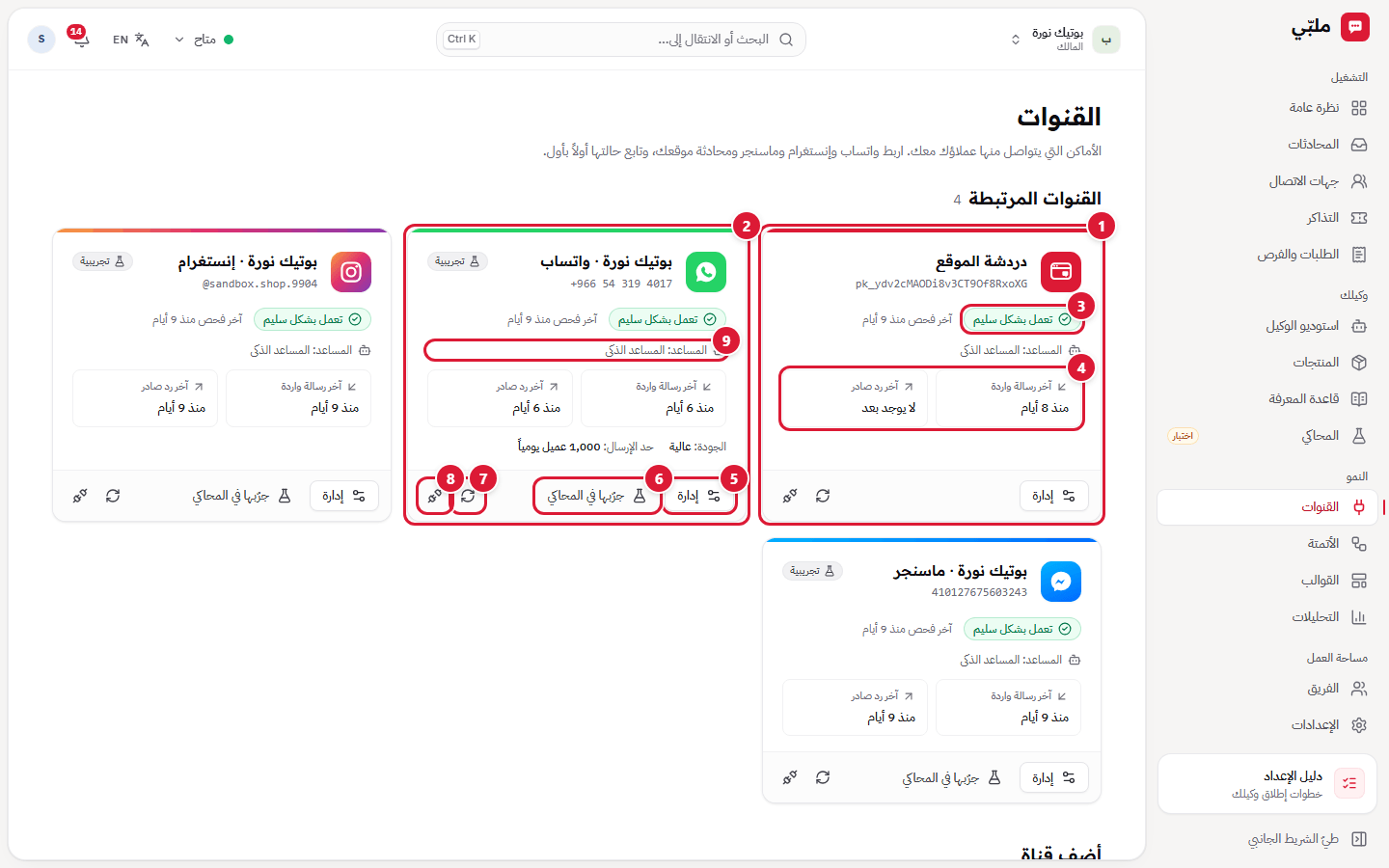 القنوات المرتبطة