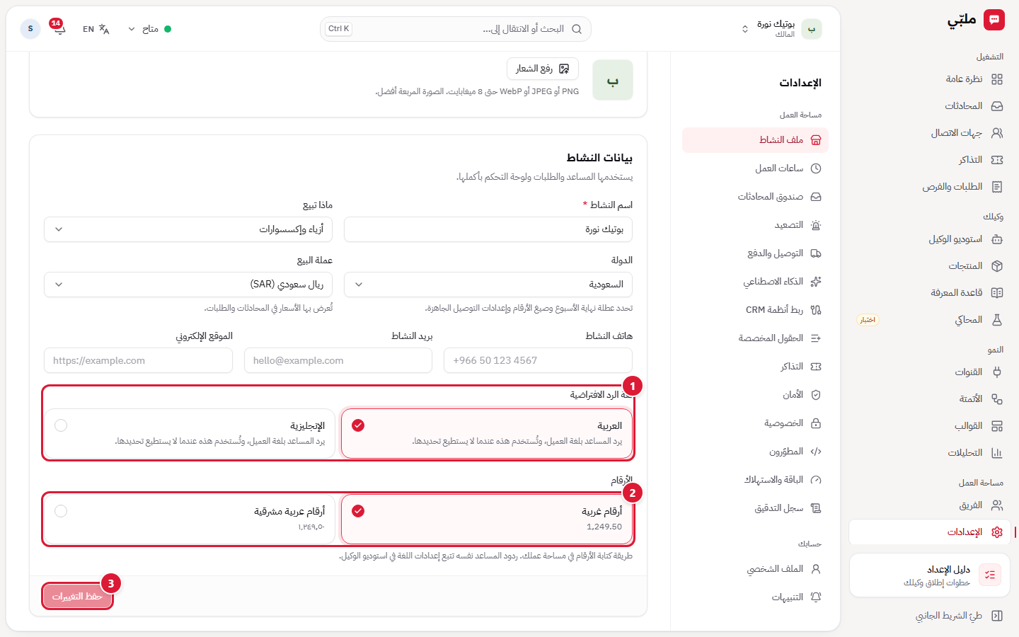 ملف النشاط: اللغة والأرقام