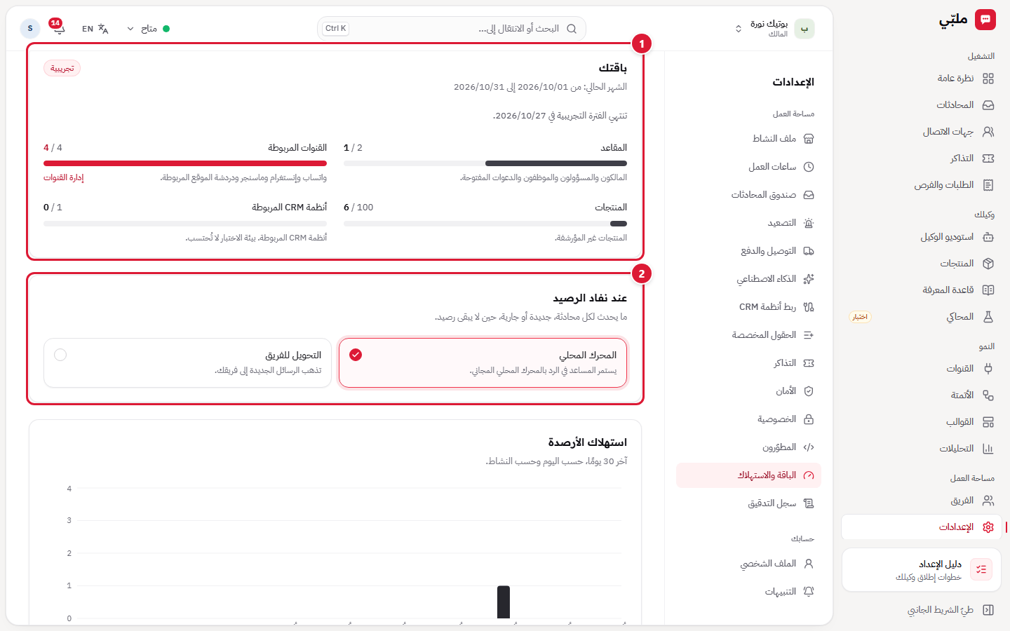 الباقة وما يحدث عند نفاد الرصيد